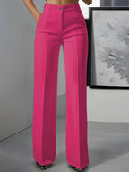 High-Waisted Women's Pants with Elastic Waistband for Casual Wear