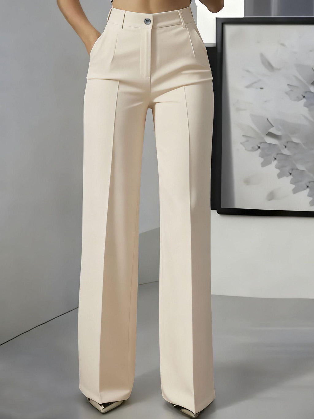 High-Waisted Women's Pants with Elastic Waistband for Casual Wear