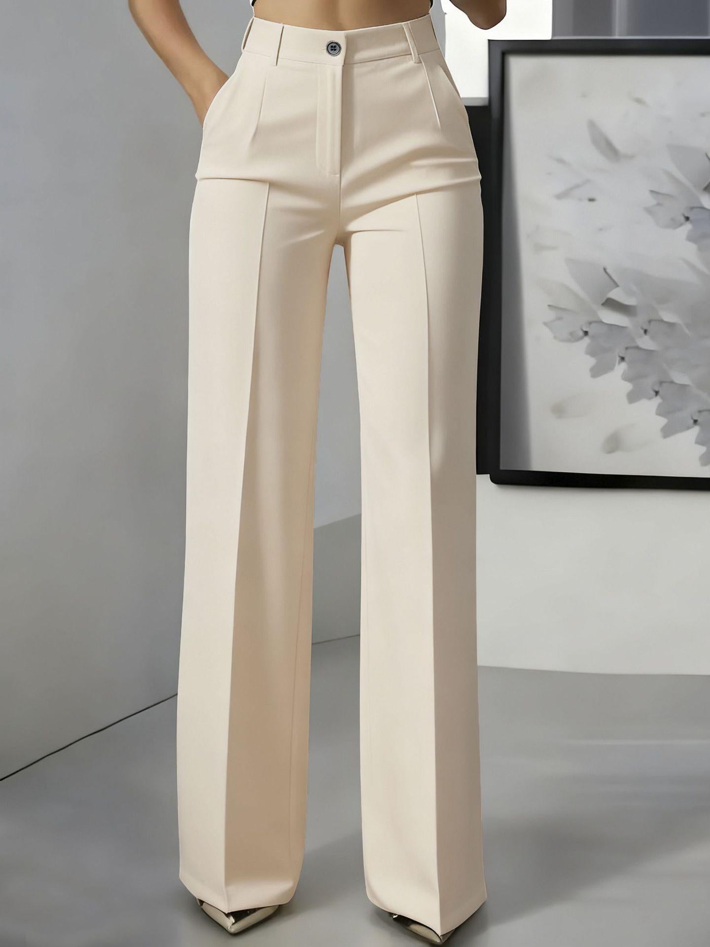 High-Waisted Women's Pants with Elastic Waistband for Casual Wear