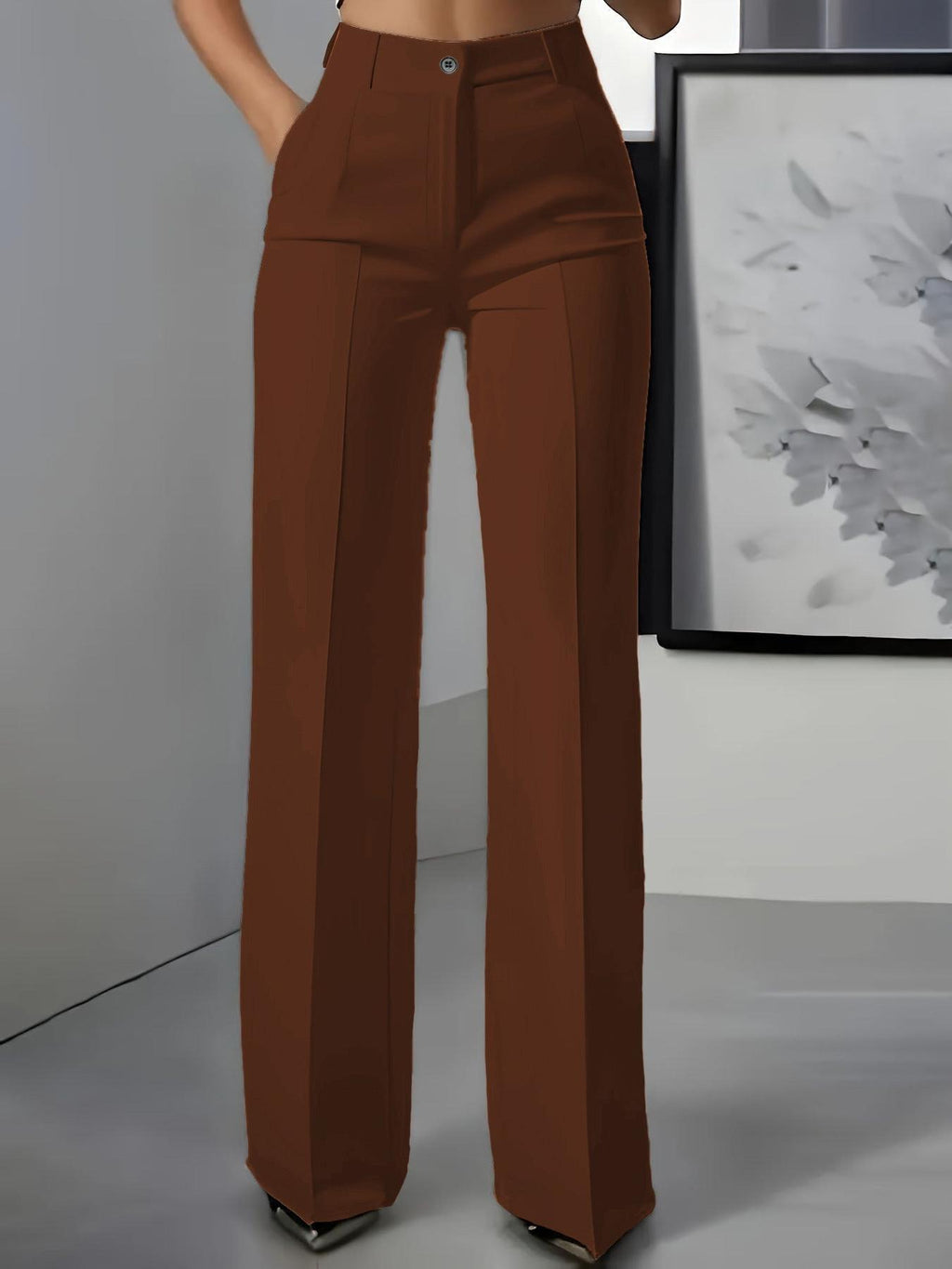 High-Waisted Women's Pants with Elastic Waistband for Casual Wear