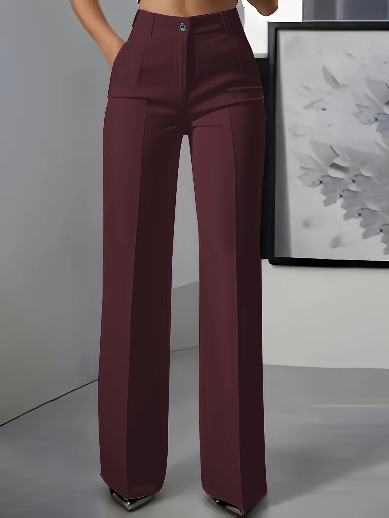 High-Waisted Women's Pants with Elastic Waistband for Casual Wear