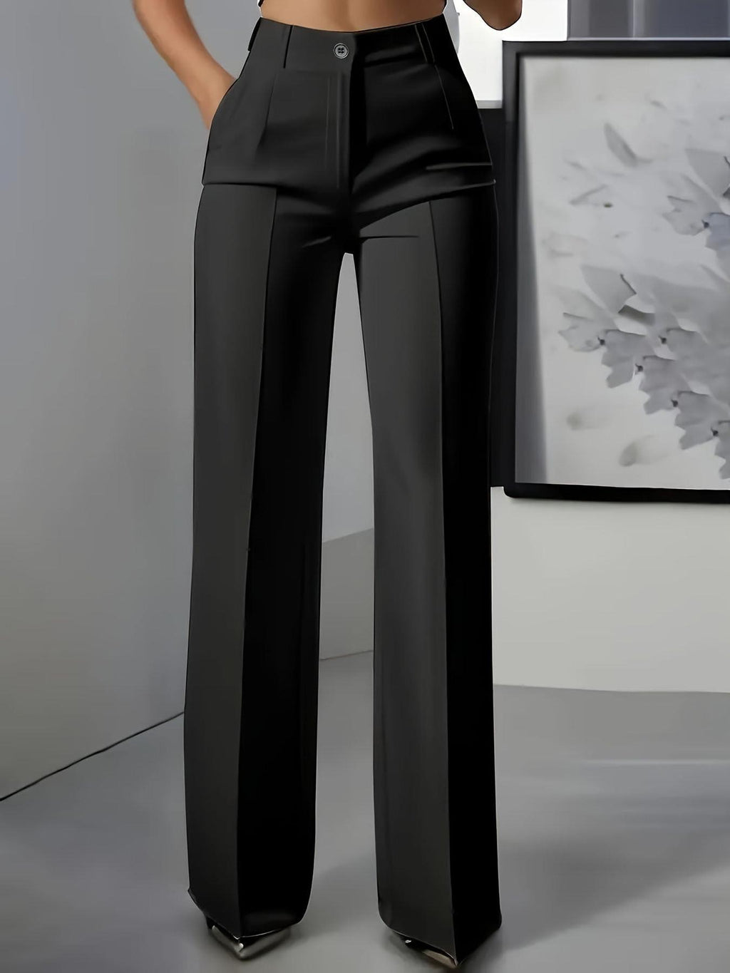 High-Waisted Women's Pants with Elastic Waistband for Casual Wear