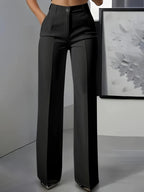 High-Waisted Women's Pants with Elastic Waistband for Casual Wear