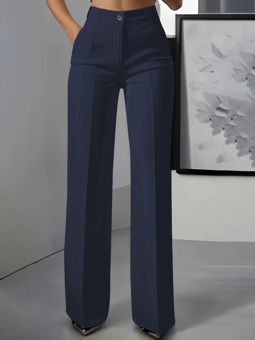 High-Waisted Women's Pants with Elastic Waistband for Casual Wear