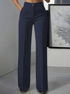 High-Waisted Women's Pants with Elastic Waistband for Casual Wear