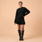 Knit Pullover and Mini Skirt Set - Round Neck Design, Casual Outfit for Women, Comfortable Fabric, Perfect for Everyday Wear