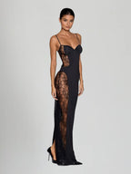 Lace Maxi Dress with Sleeves for Formal Events and Special Occasions