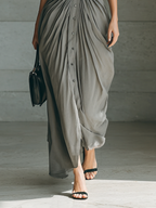 Lapel Long Sleeve Belted Maxi Dress for Women - Elegant Casual Wear, MDA1758G1Y