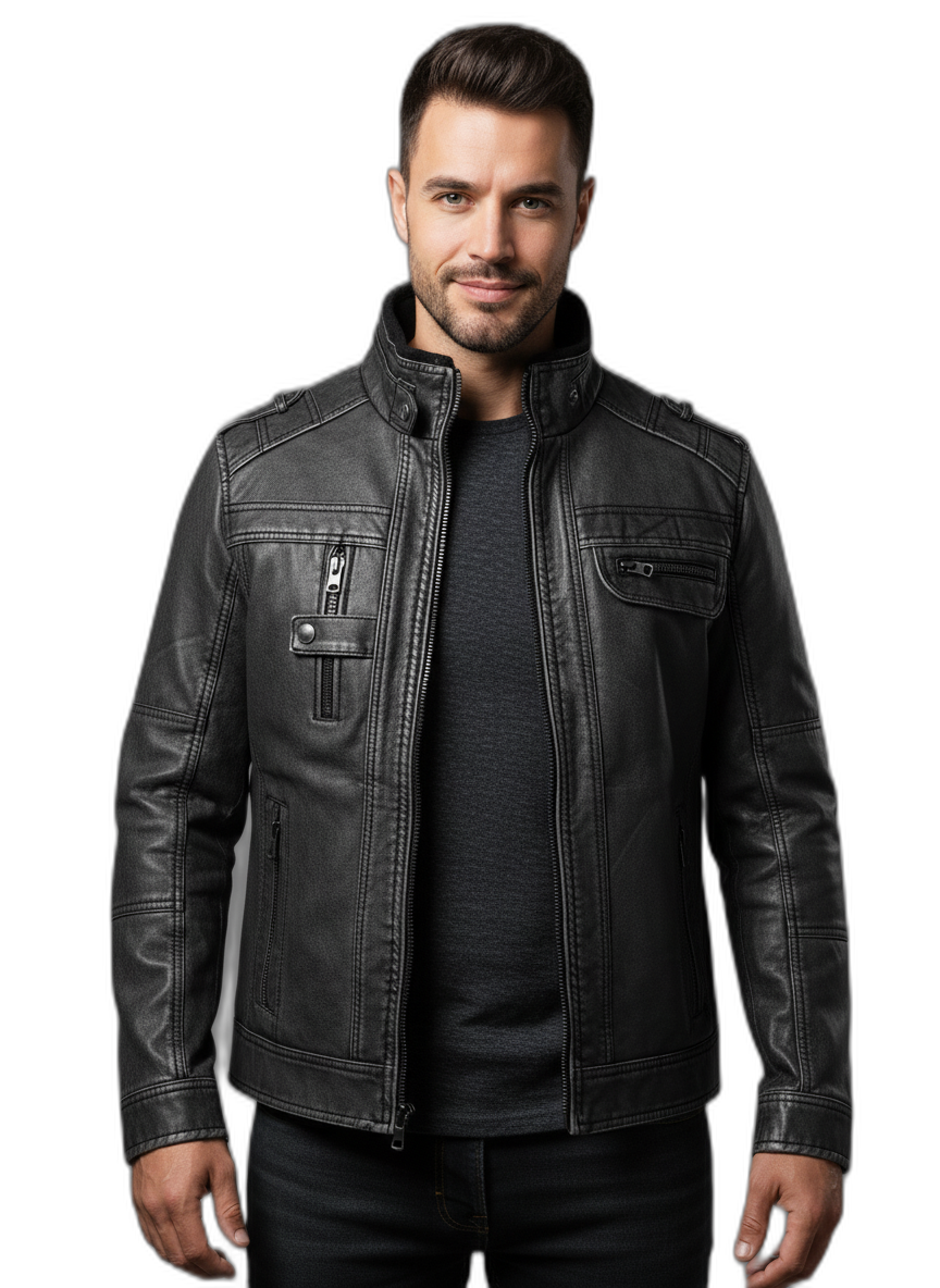 Leather Jacket for Men - Classic Elegant Design - Stylish Outerwear for Casual and Formal Occasions