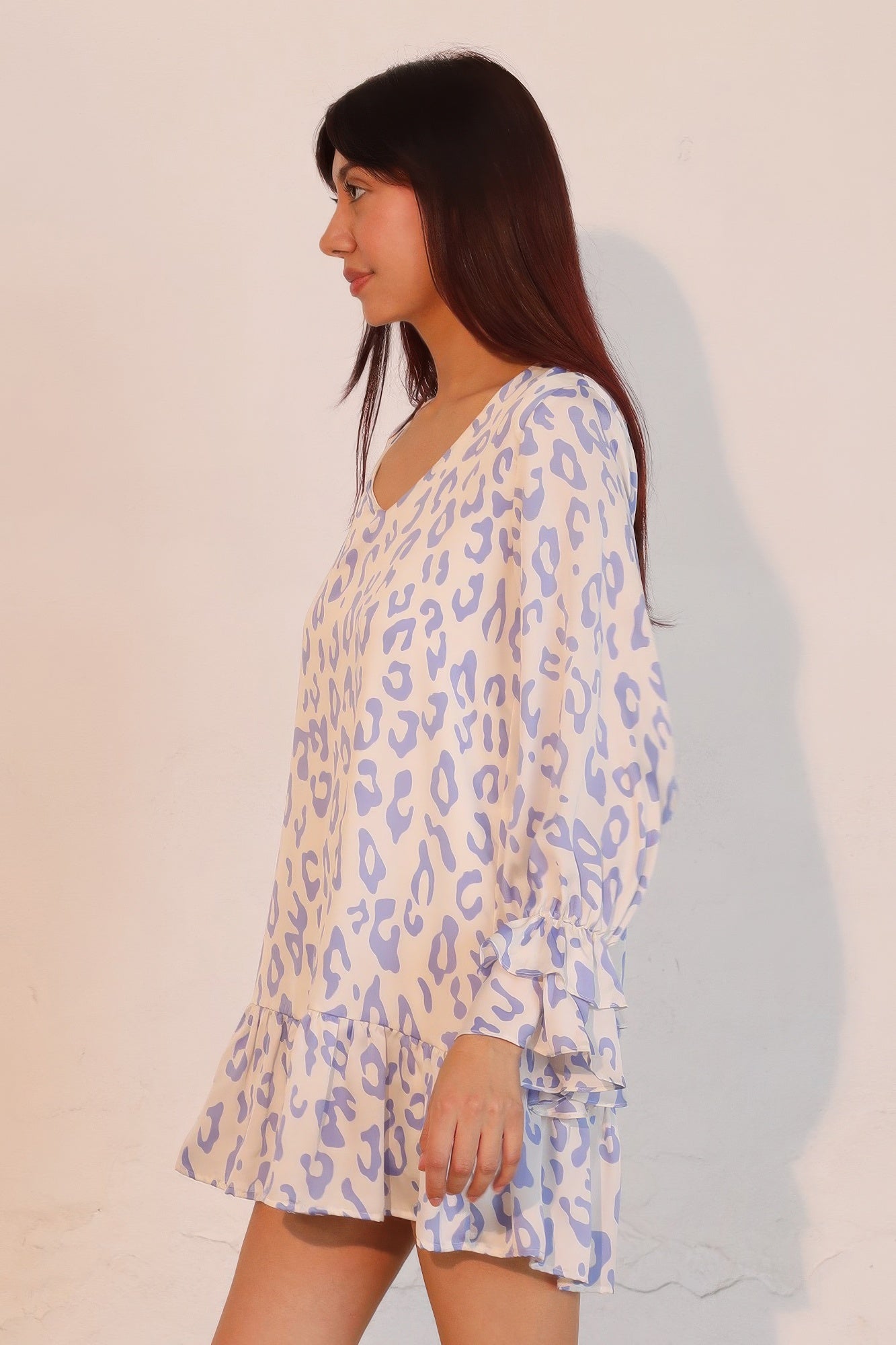 Leopard Print Ruffle Dress - Lightweight Fabric - Casual Summer Wear