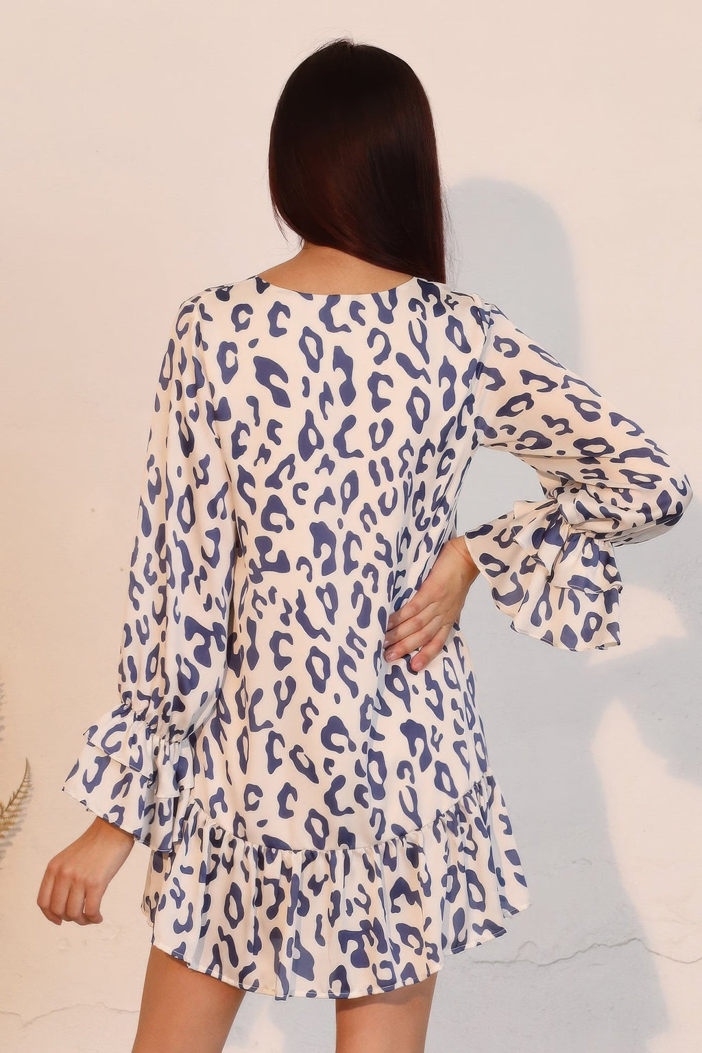 Leopard Print Ruffle Dress - Lightweight Fabric - Casual Summer Wear