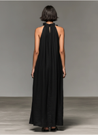 Linen-Blend Sleeveless Maxi Dress with Ruffle Details for Women