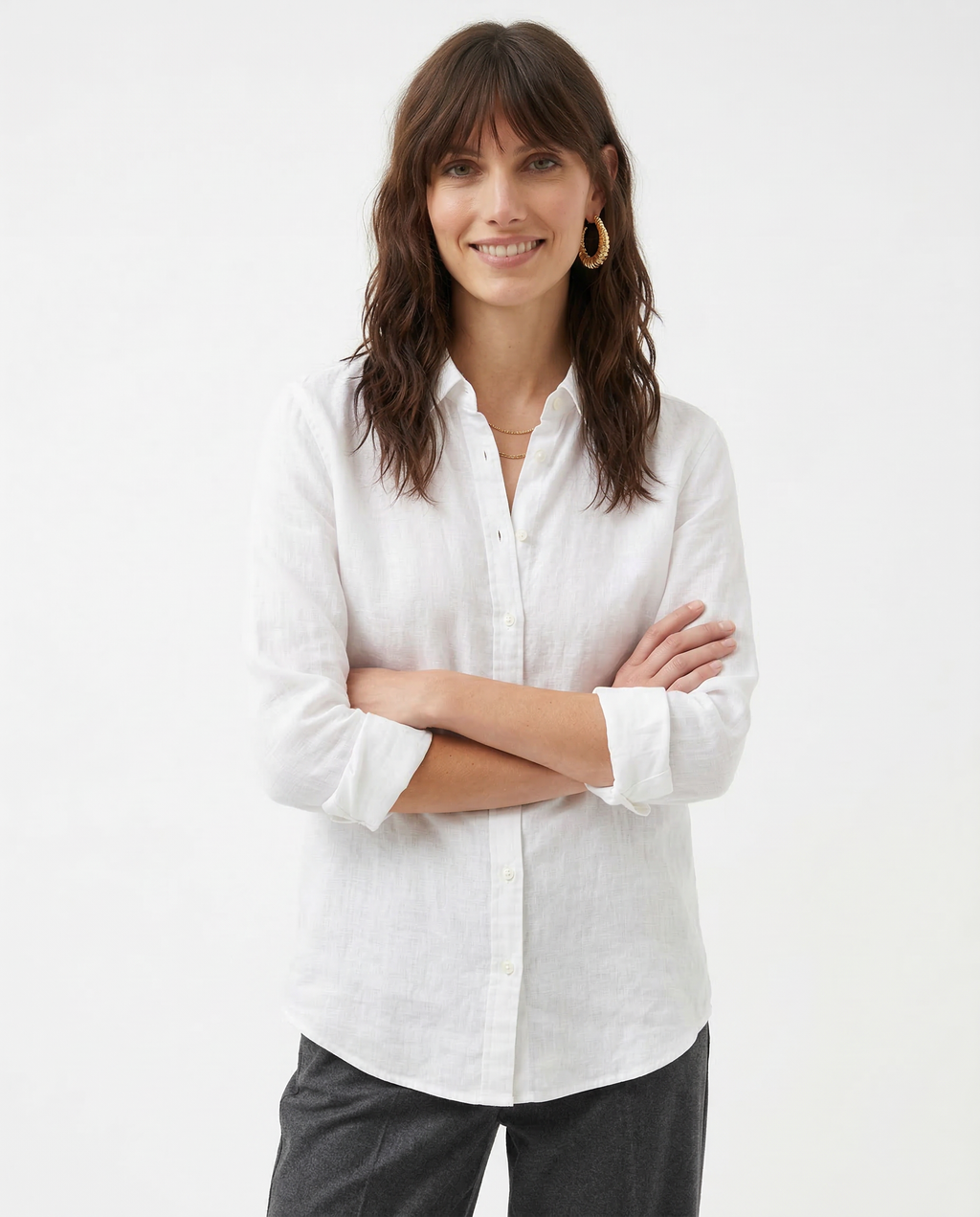 Linen Blouse for Women - Casual Short Sleeve Top - Lightweight Summer Wear