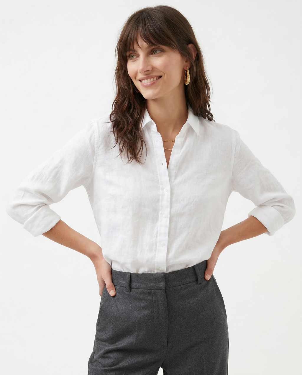 Linen Blouse for Women - Casual Short Sleeve Top - Lightweight Summer Wear