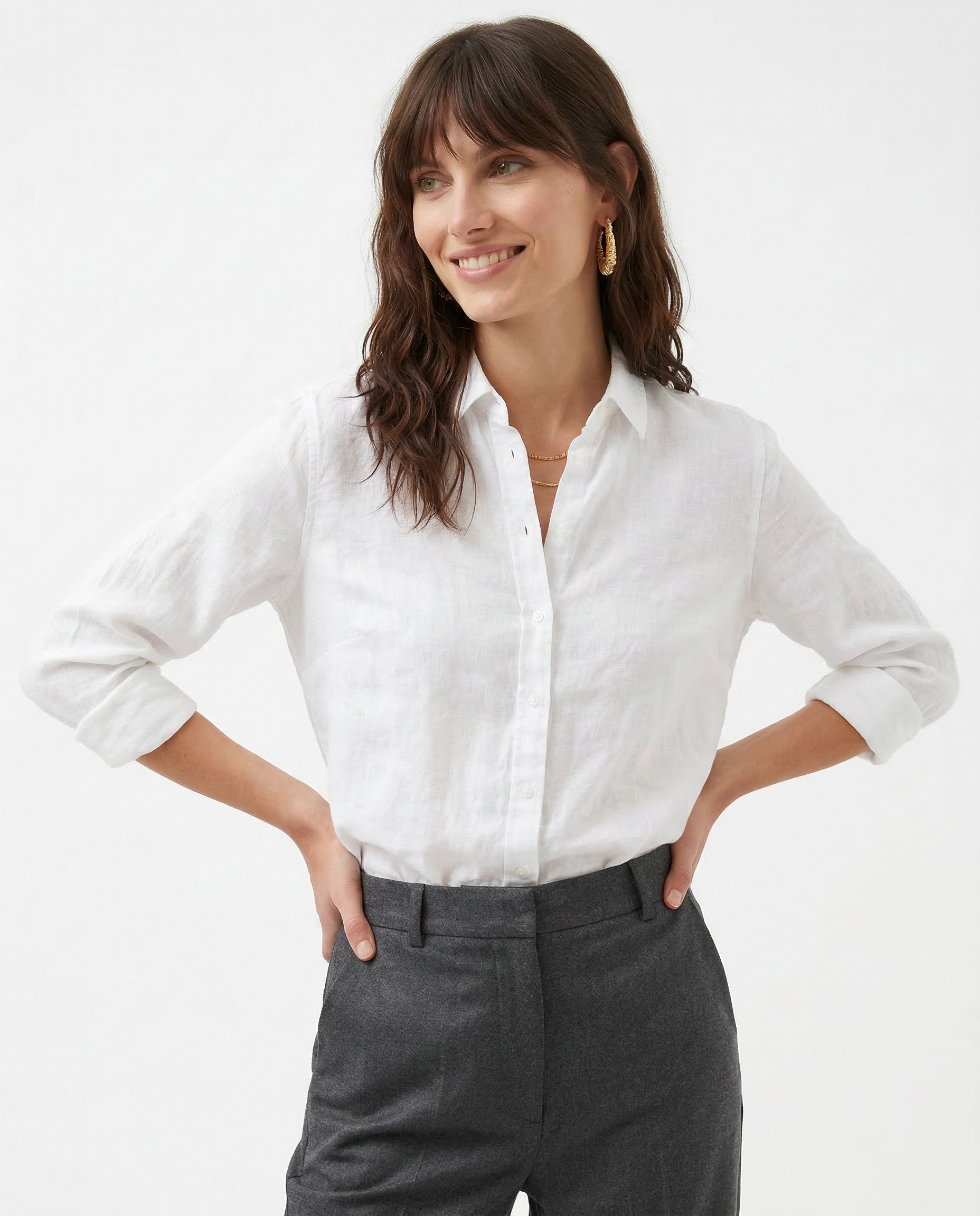 Linen Blouse for Women - Casual Short Sleeve Top - Lightweight Summer Wear