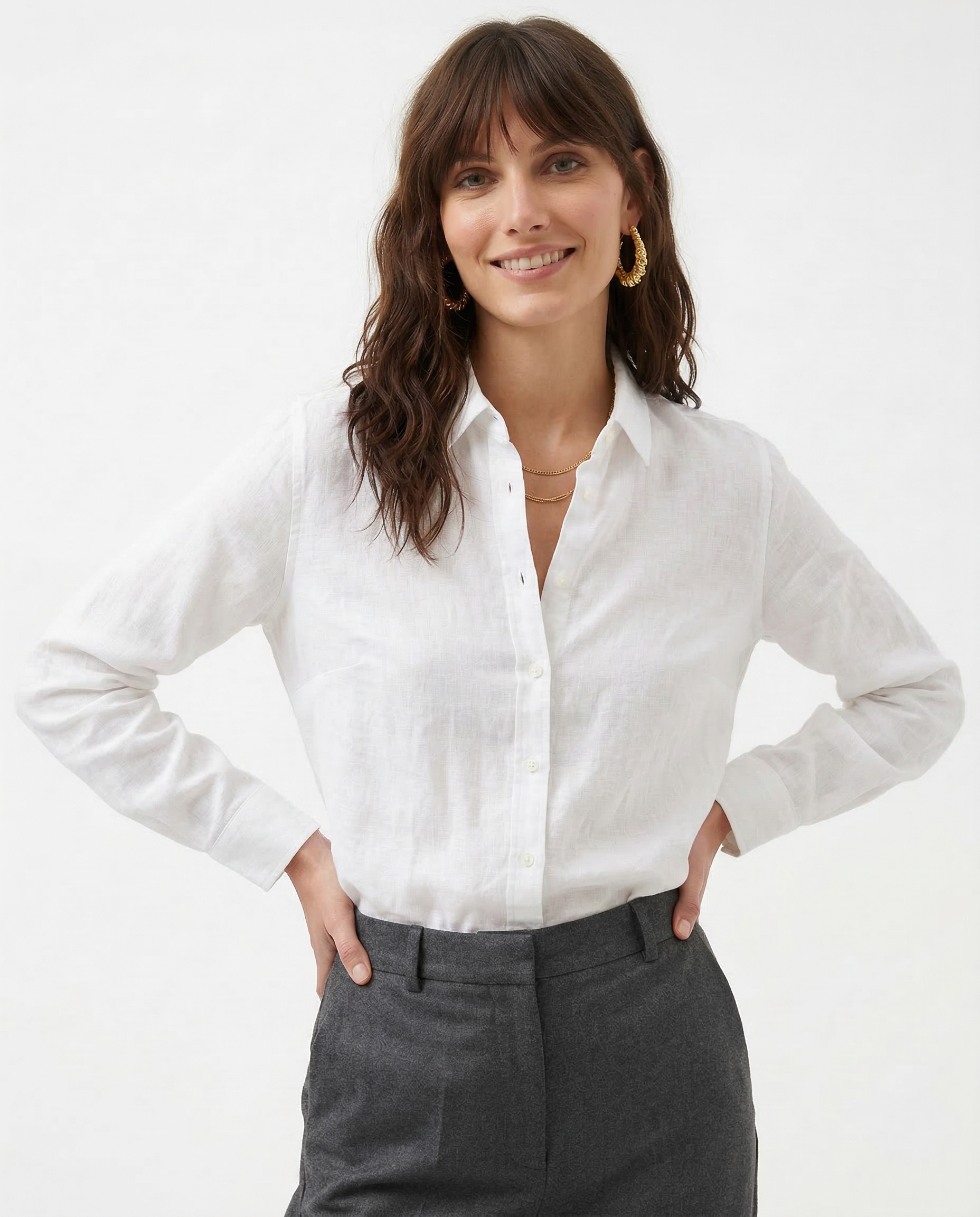 Linen Blouse for Women - Casual Short Sleeve Top - Lightweight Summer Wear
