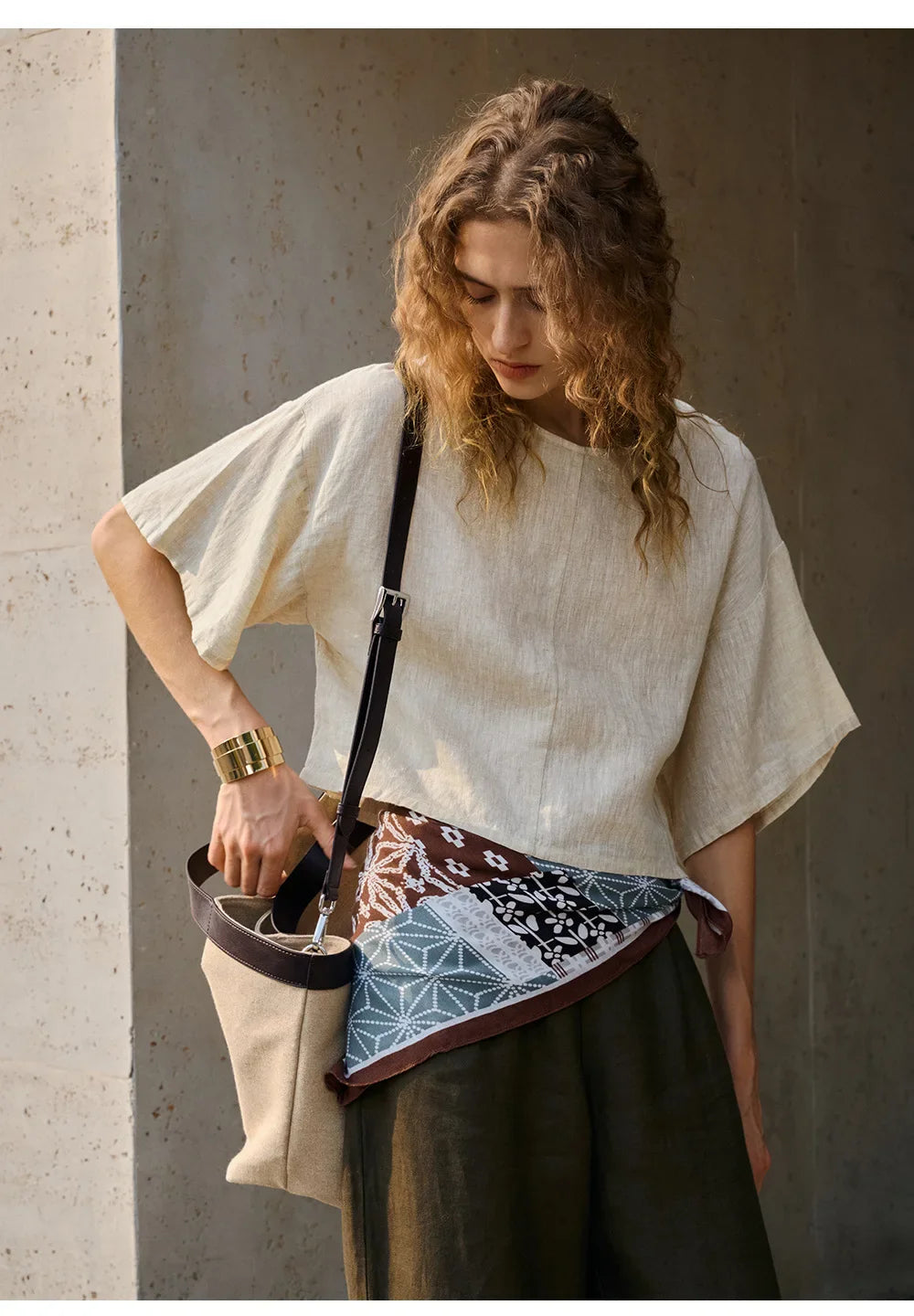 Linen Flared Sleeve Pullover Top for Casual Wear and Everyday Style