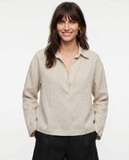 Linen Polo Collar Pullover for Casual Wear - Lightweight and Breathable
