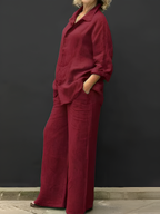 Linen Shirt Suit for Women - Casual Summer Outfit in Lightweight Fabric