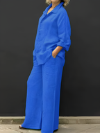 Linen Shirt Suit for Women - Casual Summer Outfit in Lightweight Fabric