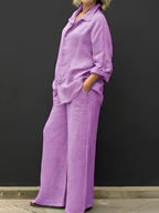 Linen Shirt Suit for Women - Casual Summer Outfit in Lightweight Fabric