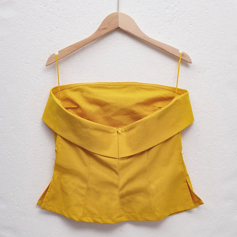 Linen Strapless Tube Crop Top for Women - Summer Casual Wear