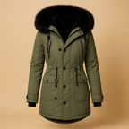 Long Waterproof Winter Coat for Women with Faux Fur Hood - Stylish and Warm Outerwear for Cold Weather