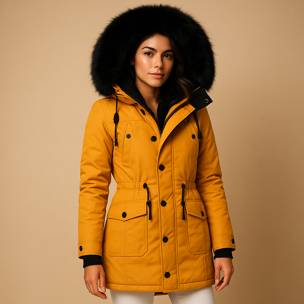 Long Waterproof Winter Coat for Women with Faux Fur Hood - Stylish and Warm Outerwear for Cold Weather