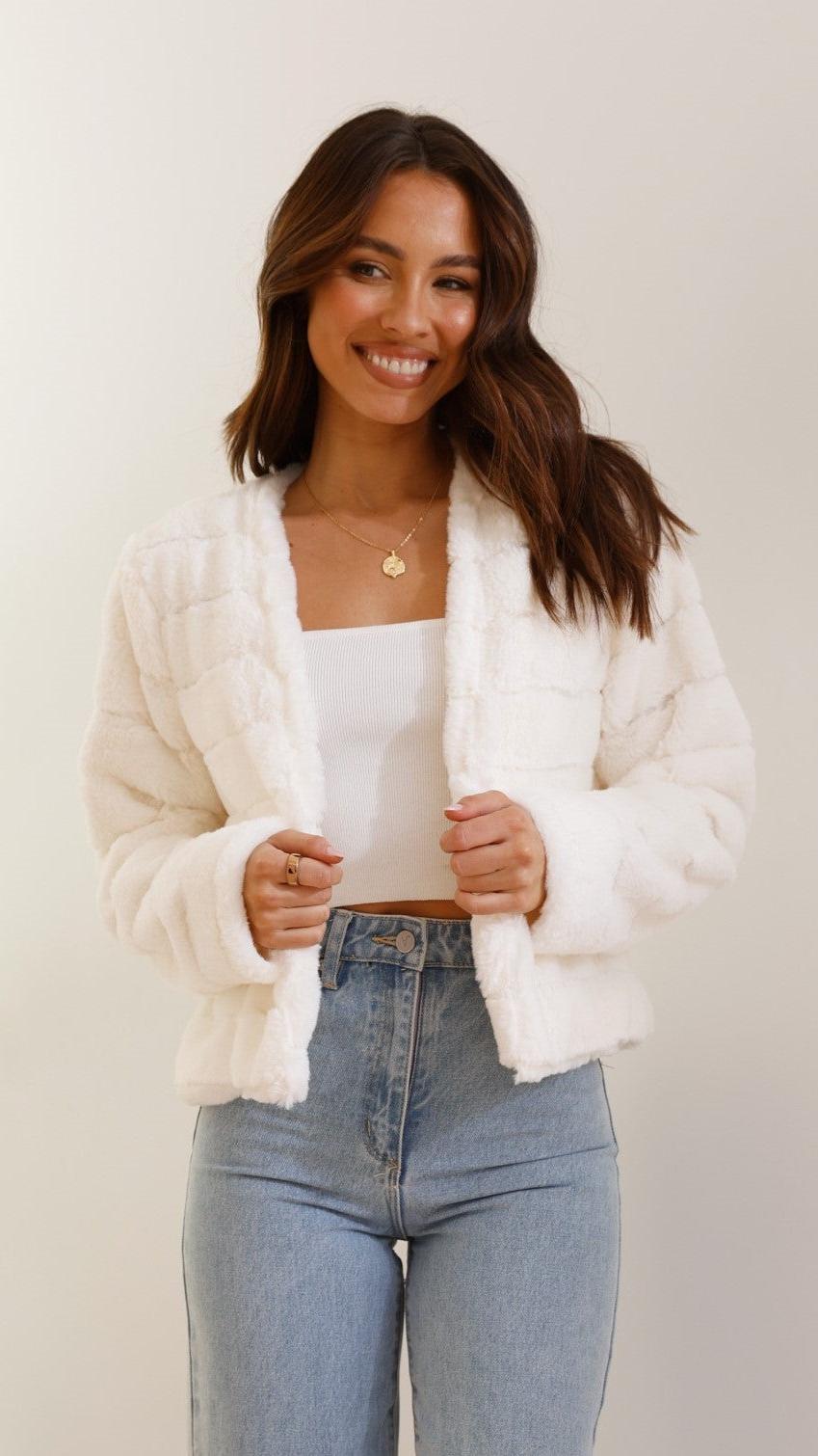 Luxe Women's Crop Jacket White