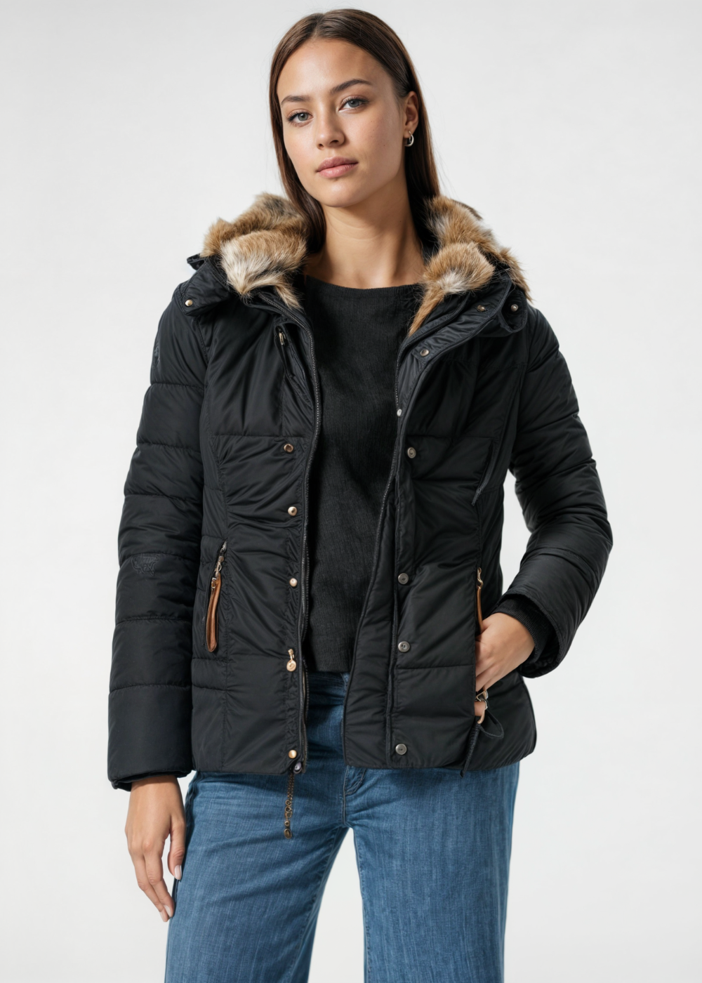 Black Fur Coat for Women