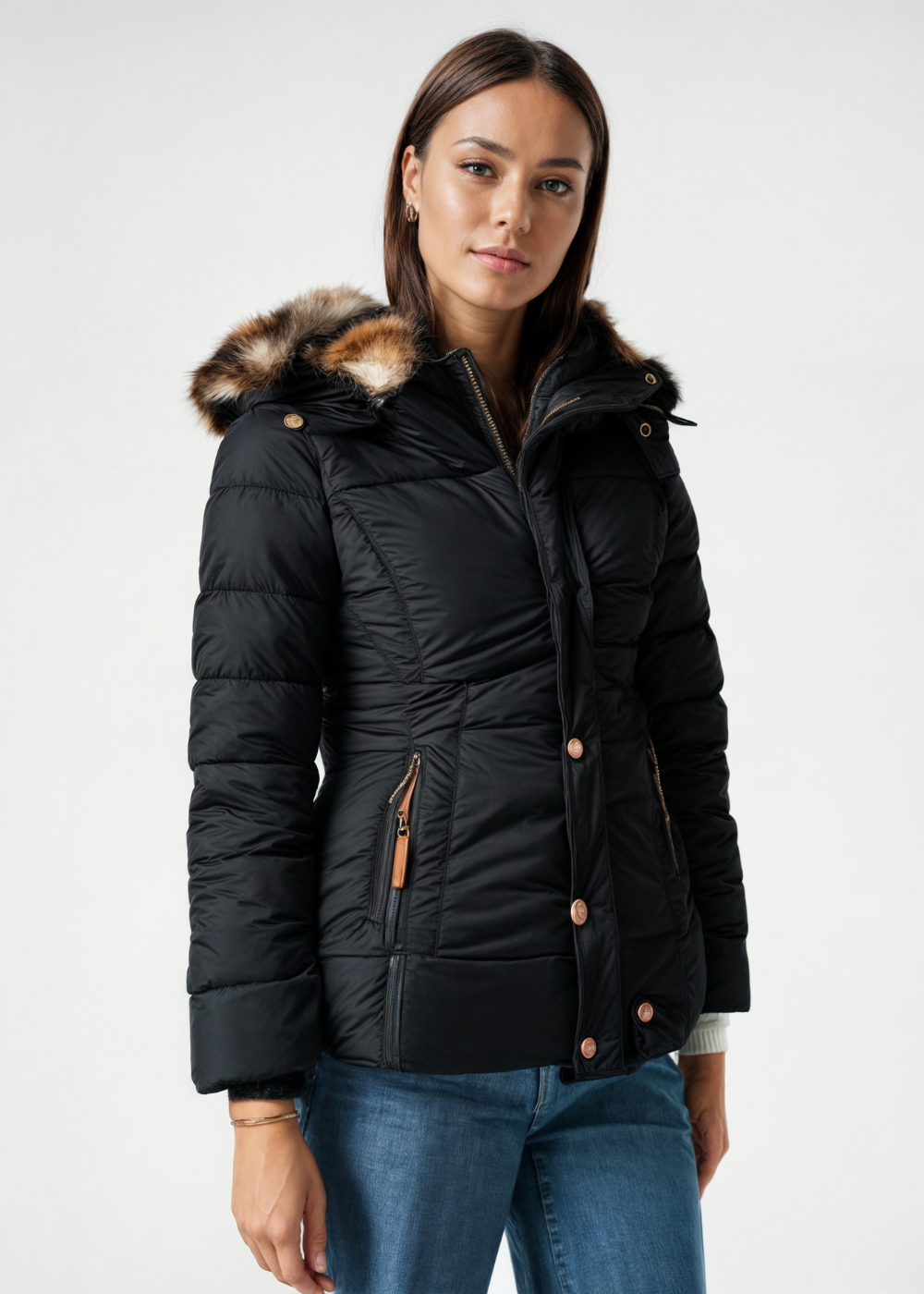 Black Fur Coat for Women