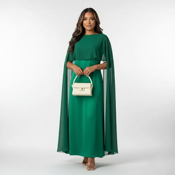 Maxi Cape Dress for Women - Elegant Formal Wear for Special Occasions