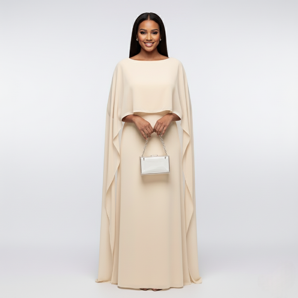 Maxi Cape Dress for Women - Elegant Formal Wear for Special Occasions