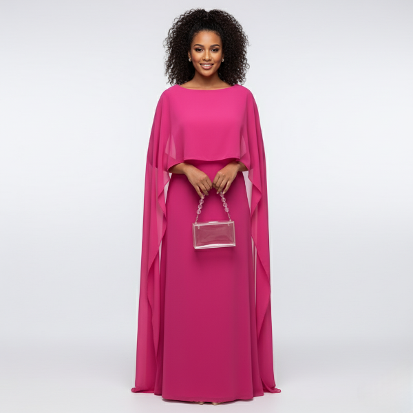 Maxi Cape Dress for Women - Elegant Formal Wear for Special Occasions