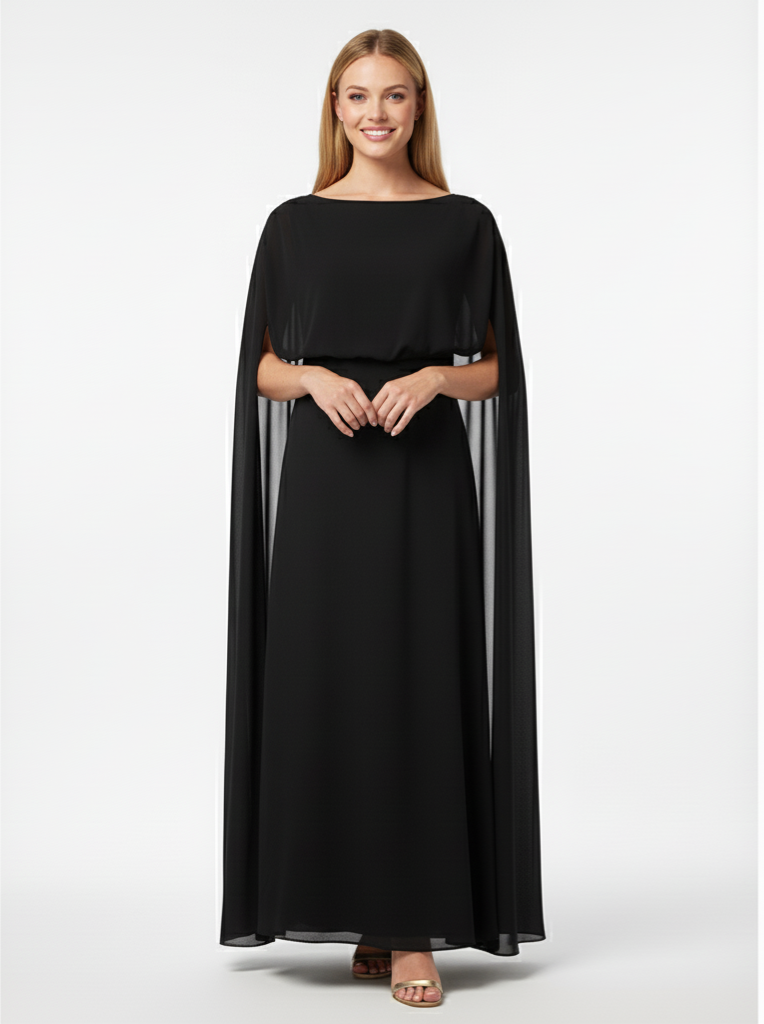 Maxi Cape Dress for Women - Elegant Formal Wear for Special Occasions