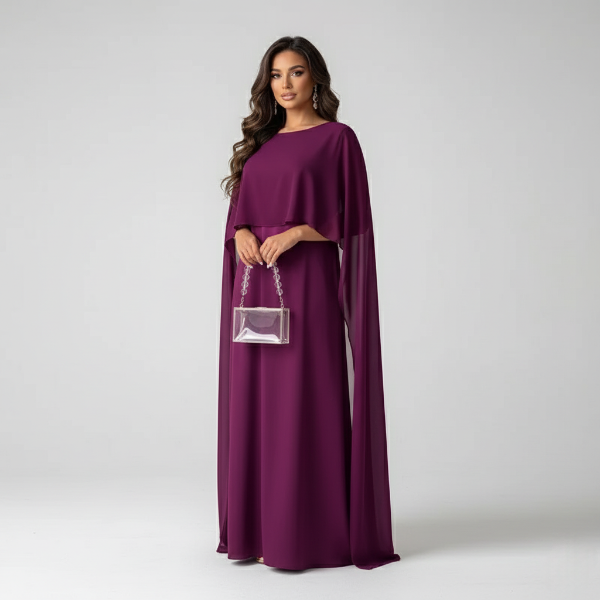 Maxi Cape Dress for Women - Elegant Formal Wear for Special Occasions