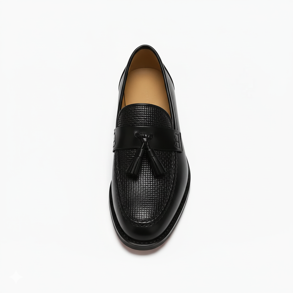Men's Black Leather Tassel Loafers