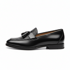 Men's Black Leather Tassel Loafers