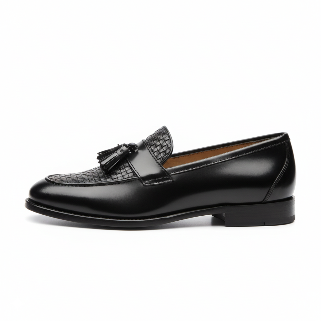 Men's Black Leather Tassel Loafers