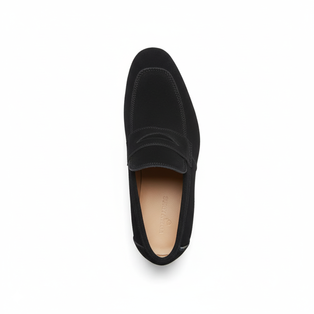 Men's Black Suede Penny Loafers