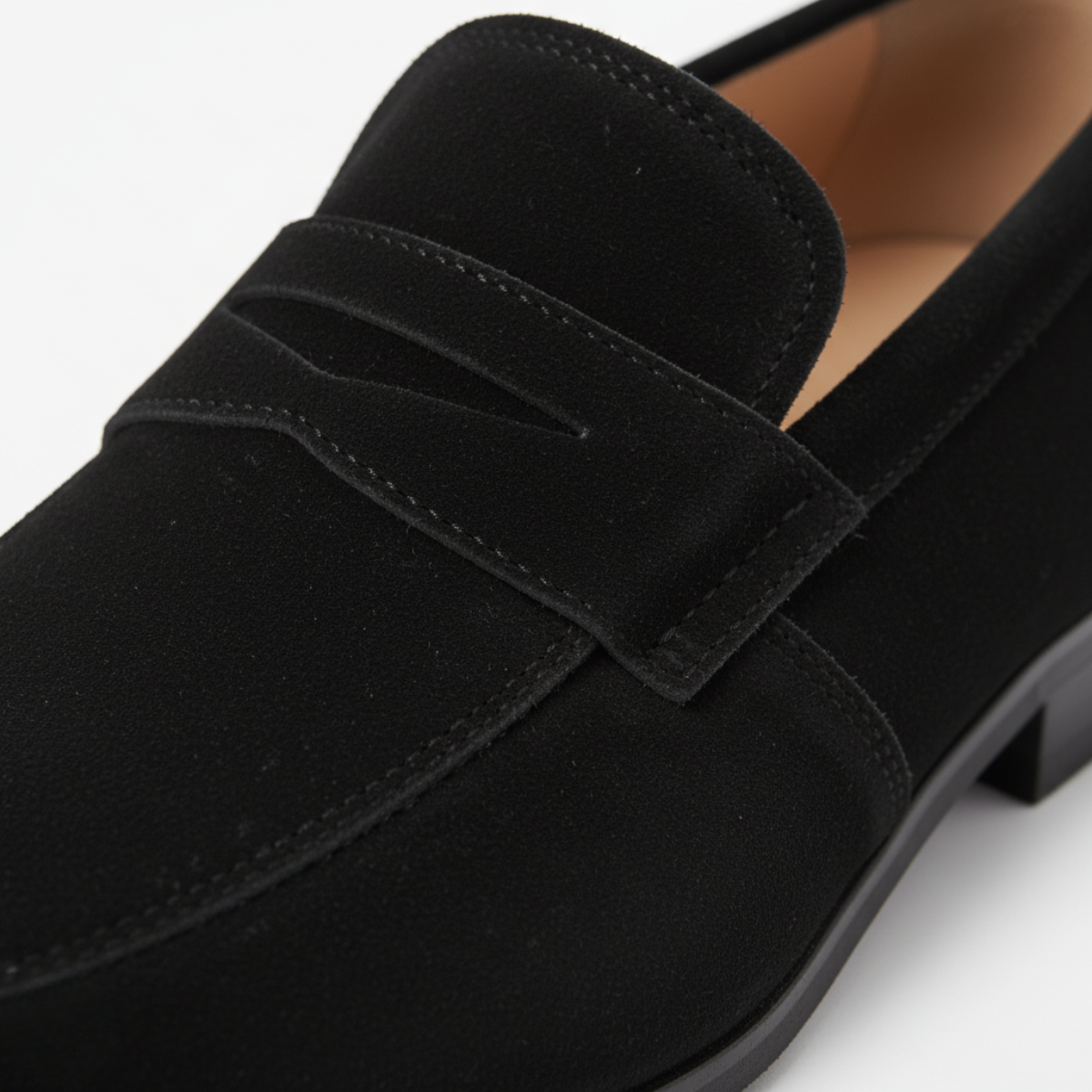 Men's Black Suede Penny Loafers