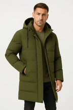 Men's Insulated Waterproof Puffer Jacket - Warm Winter Coat for Outdoor Activities Army Green