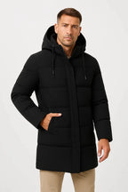 Men's Insulated Waterproof Puffer Jacket - Warm Winter Coat for Outdoor Activities Black