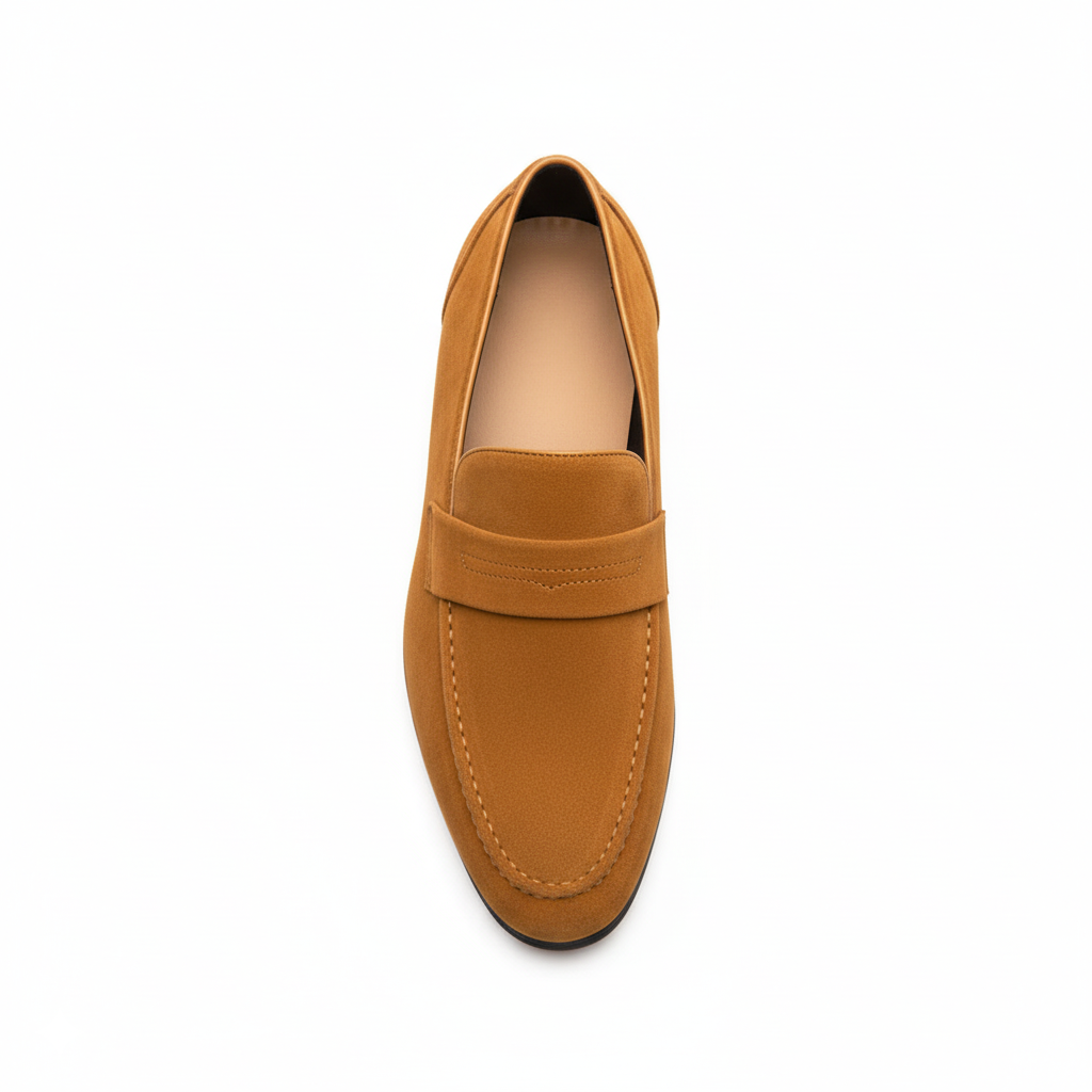 Men's Khaki Suede Penny Loafers