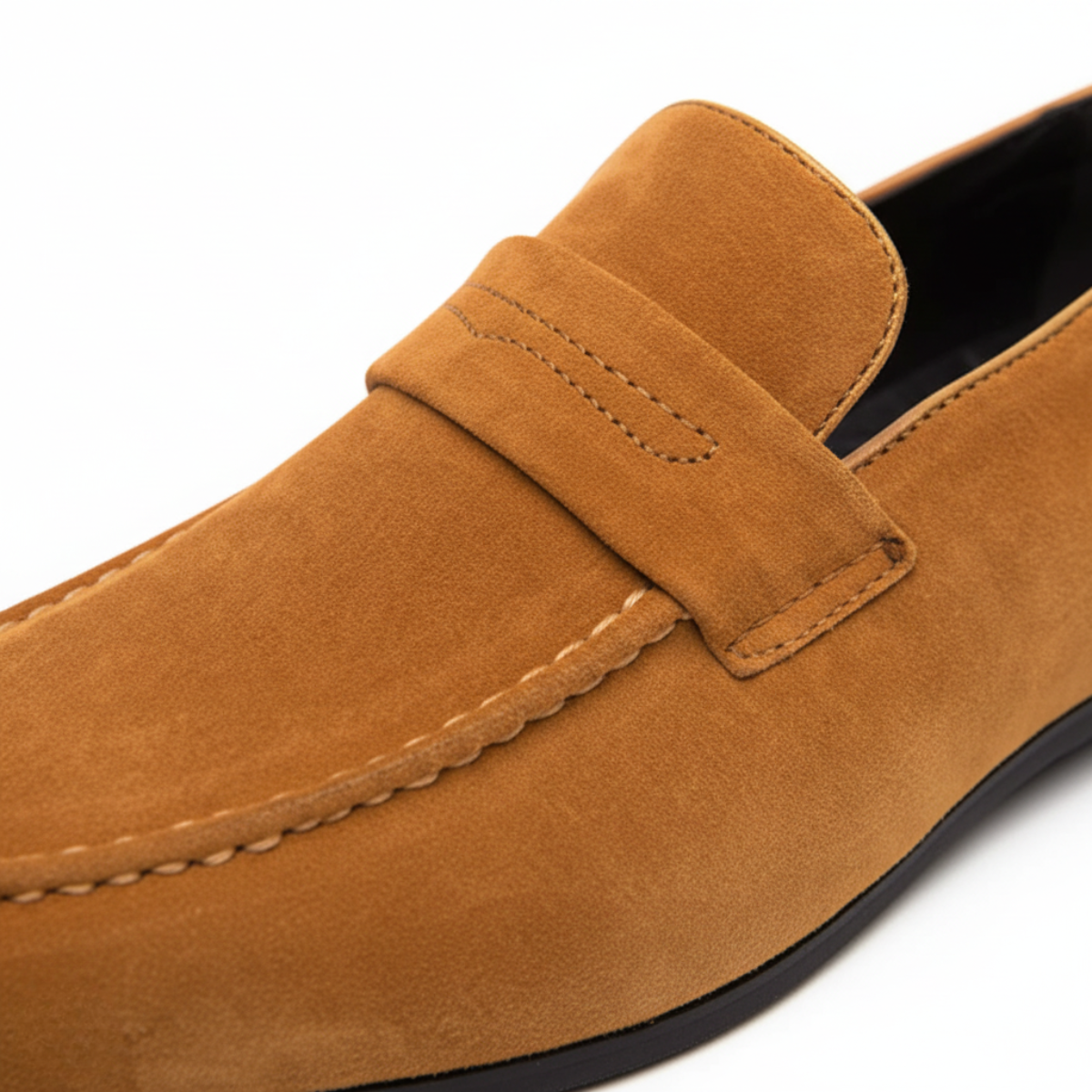 Men's Khaki Suede Penny Loafers