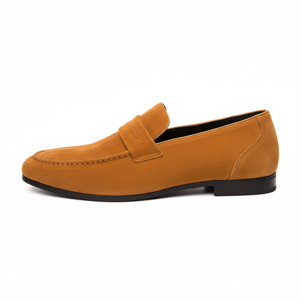 Men's Khaki Suede Penny Loafers
