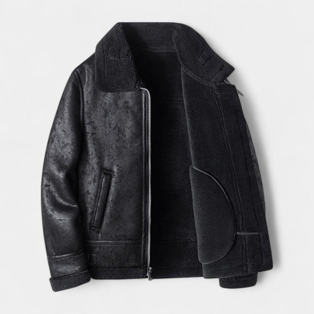 Men's Leather Aviator Jacket - Classic Design, Durable Genuine Leather, Perfect for Casual Wear and Outdoor Activities