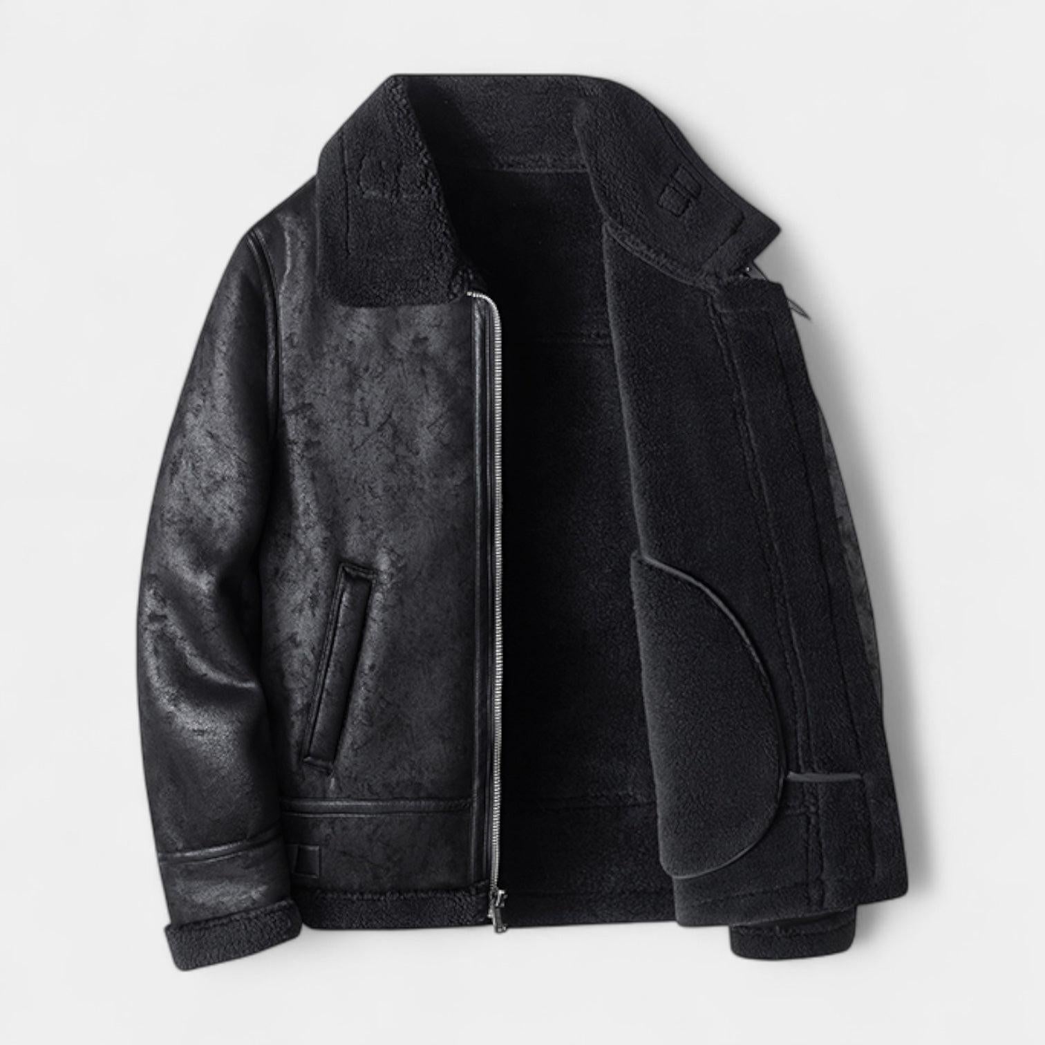 Men's Leather Aviator Jacket - Classic Design, Durable Genuine Leather, Perfect for Casual Wear and Outdoor Activities