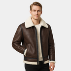 Men's Leather Aviator Jacket - Classic Design, Durable Genuine Leather, Perfect for Casual Wear and Outdoor Activities
