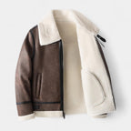 Men's Leather Aviator Jacket - Classic Design, Durable Genuine Leather, Perfect for Casual Wear and Outdoor Activities